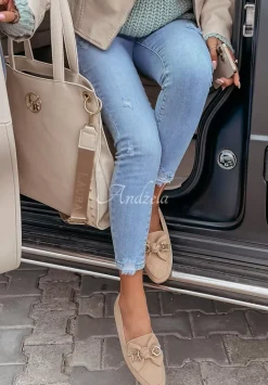 Mokasyny Zamszowe Z Kokardkami Je T'Aime Bezowe