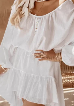 Muslinowa Bluzka Oversize Beach Babe Biala