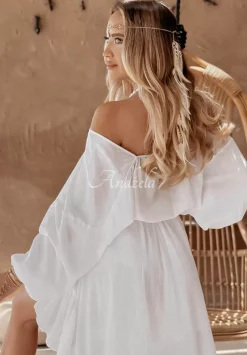 Muslinowa Bluzka Oversize Beach Babe Biala