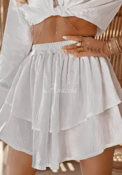 Muslinowa Spodniczka Mini Z Falbankami Beach Babe Biala