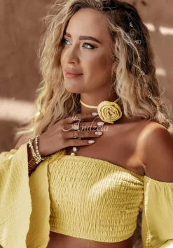 Muslinowy Choker, Bransoletka, Opaska 3In1 Aloha Beaches Bananowy