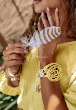 Muslinowy Choker, Bransoletka, Opaska 3In1 Aloha Beaches Bananowy