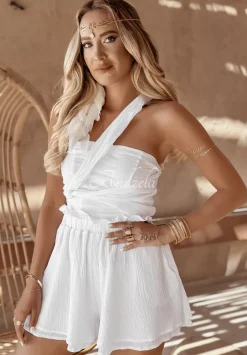 Muslinowy Top Z Wiazaniem Beach Babe Bialy