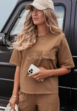 Oversizowy T-Shirt Be Still Camelowy