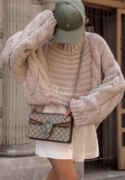 Ozdobnie Pleciony Sweter Oversize Cocomore Sweet Dreams Bezowy
