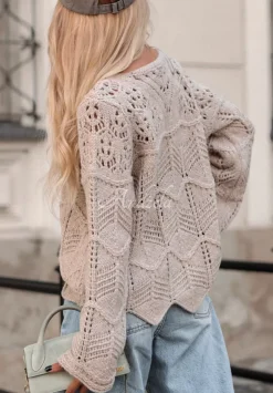 Ozdobnie Pleciony Sweter Cocomore Romantic History Bezowy