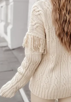 Ozdobnie Pleciony Sweter Sweet Honey Bezowy