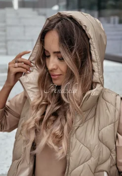 Pikowana Kamizelka Z Kapturem On Rainy Days Bezowa