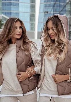 Pikowana Kamizelka Z Kapturem On Rainy Days Czekoladowa