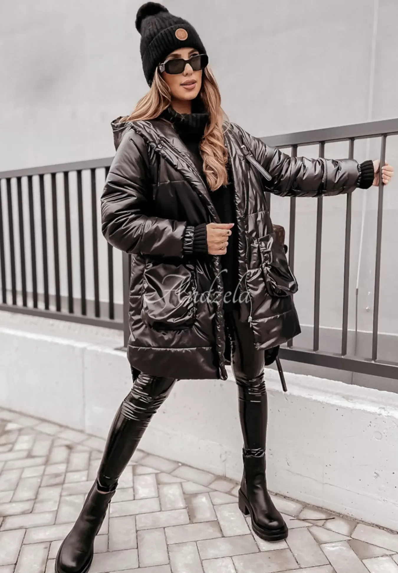 Pikowana Kurtka Oversize Berrani Czarna