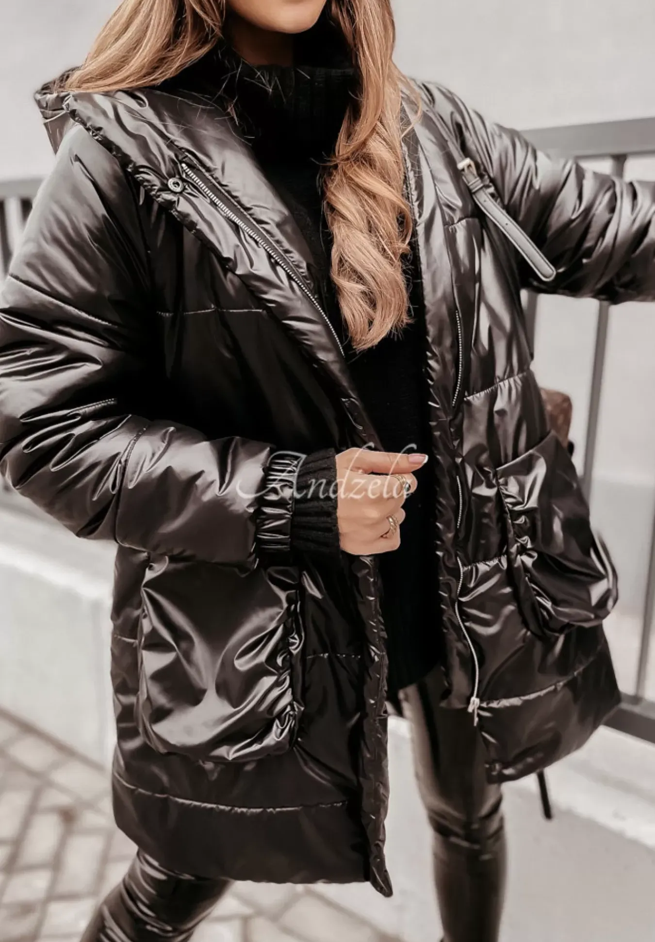 Pikowana Kurtka Oversize Berrani Czarna