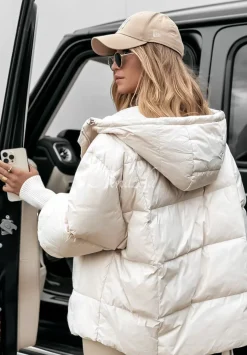 Pikowana Kurtka Oversize September Jasnobezowa