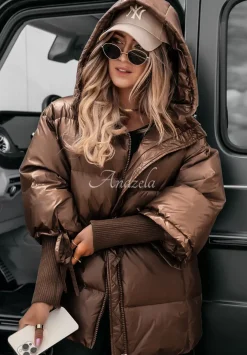 Pikowana Kurtka Oversize September Czekoladowa