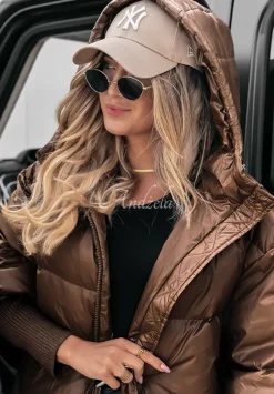 Pikowana Kurtka Oversize September Czekoladowa