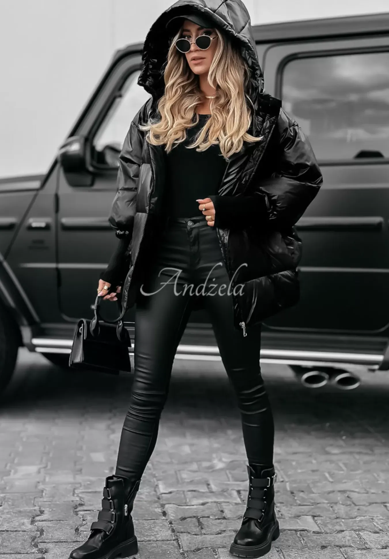 Pikowana Kurtka Oversize September Czarna
