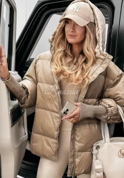 Pikowana Kurtka Oversize September Ciemny Bez