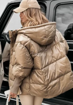 Pikowana Kurtka Oversize September Ciemny Bez