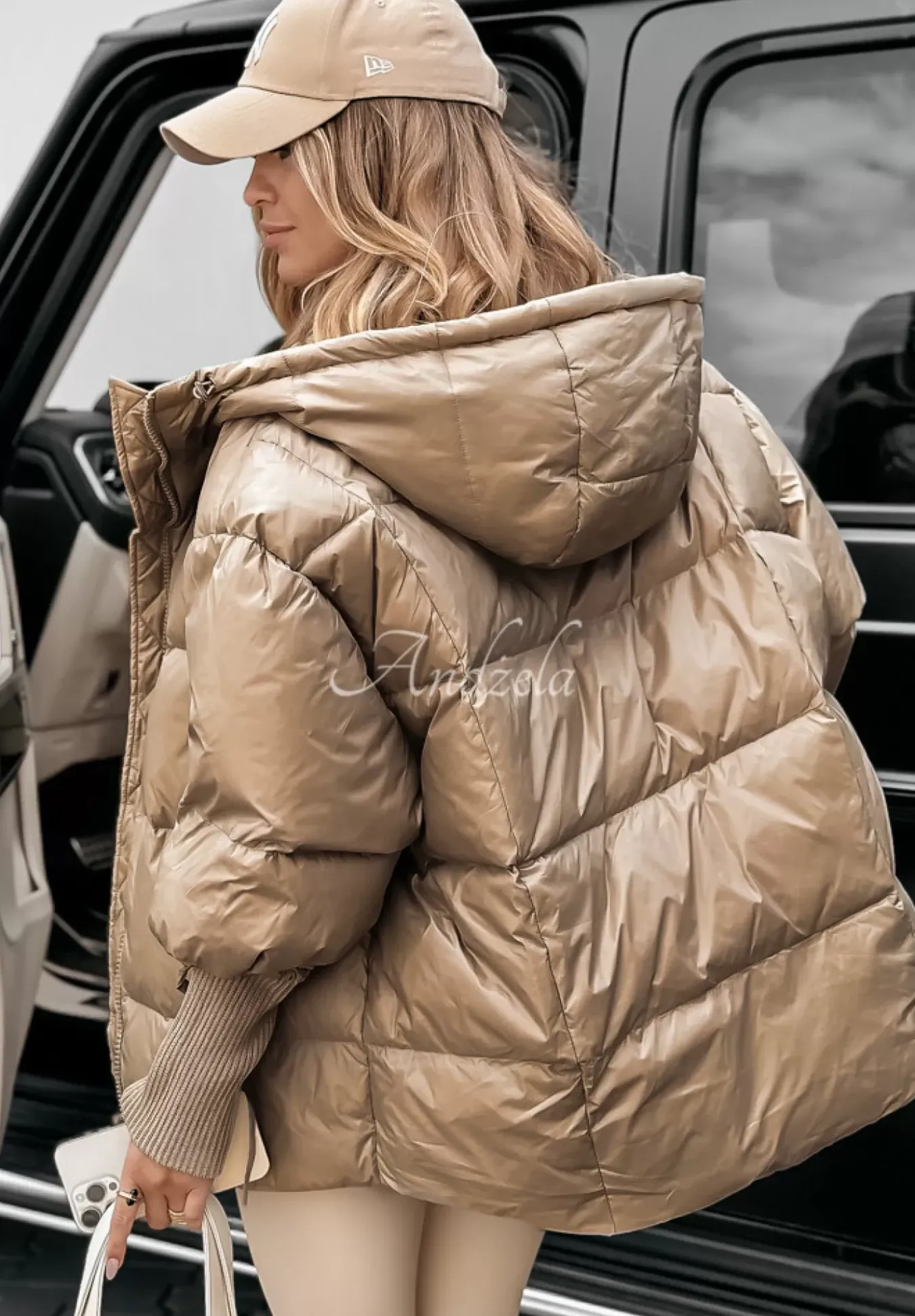 Pikowana Kurtka Oversize September Ciemny Bez