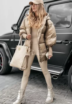 Pikowana Kurtka Oversize September Ciemny Bez