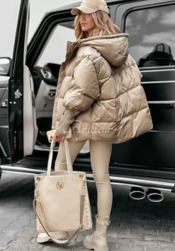 Pikowana Kurtka Oversize September Ciemny Bez