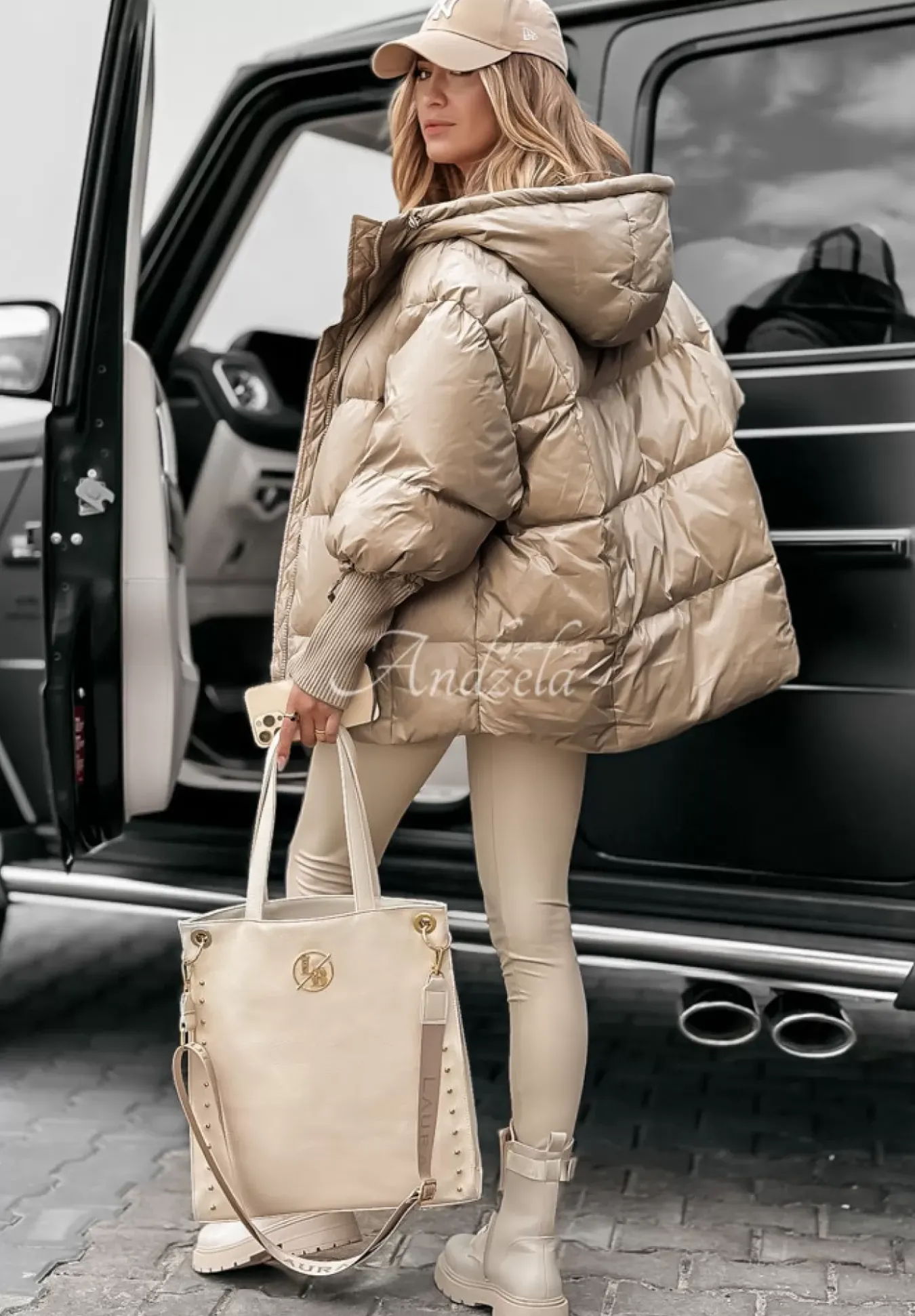 Pikowana Kurtka Oversize September Ciemny Bez