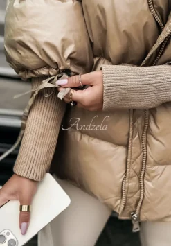 Pikowana Kurtka Oversize September Ciemny Bez