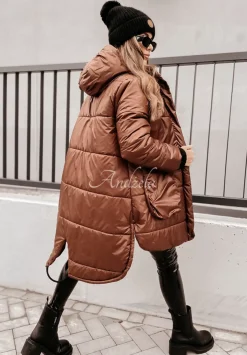 Pikowana Kurtka Oversize Berrani Czekoladowa