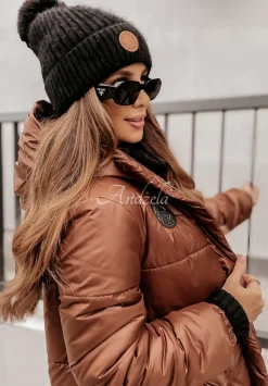 Pikowana Kurtka Oversize Berrani Czekoladowa