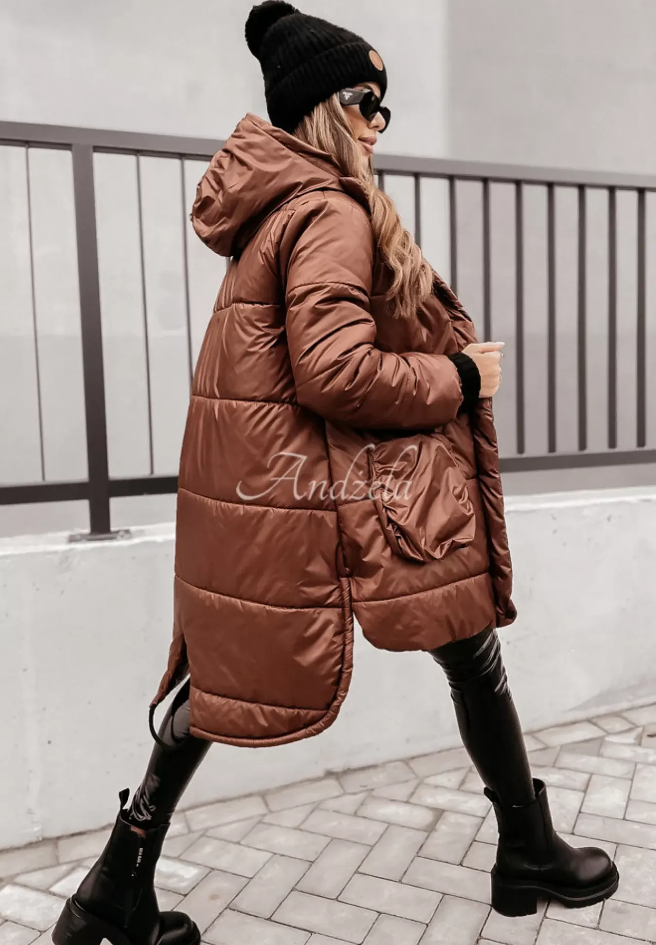 Pikowana Kurtka Oversize Berrani Czekoladowa