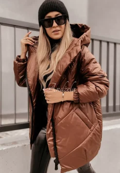 Pikowana Kurtka Oversize Rickerby Czekoladowa