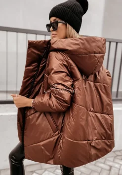 Pikowana Kurtka Oversize Rickerby Czekoladowa