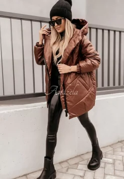 Pikowana Kurtka Oversize Rickerby Czekoladowa