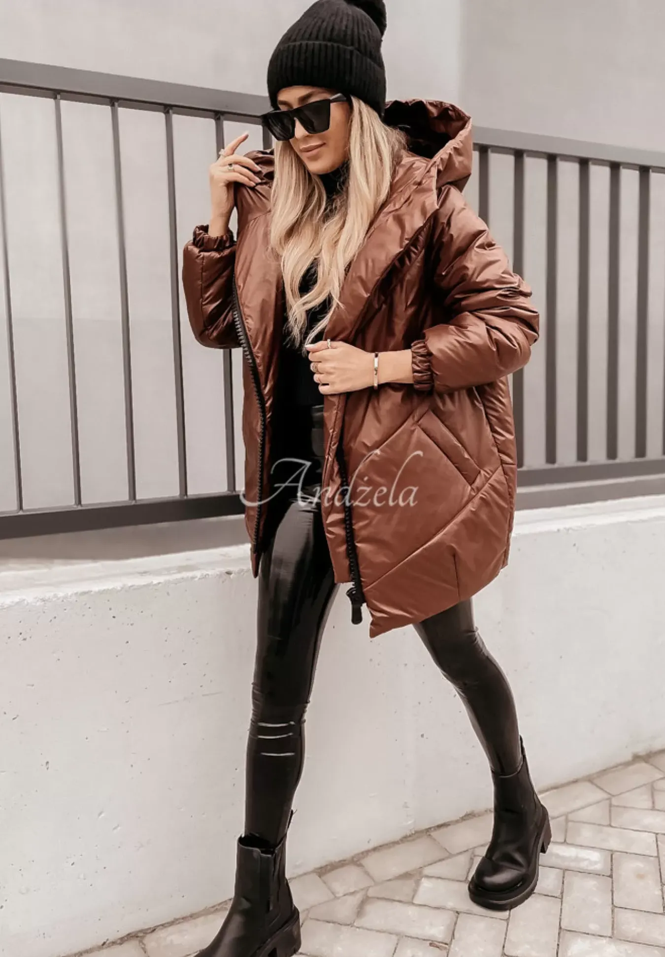 Pikowana Kurtka Oversize Rickerby Czekoladowa