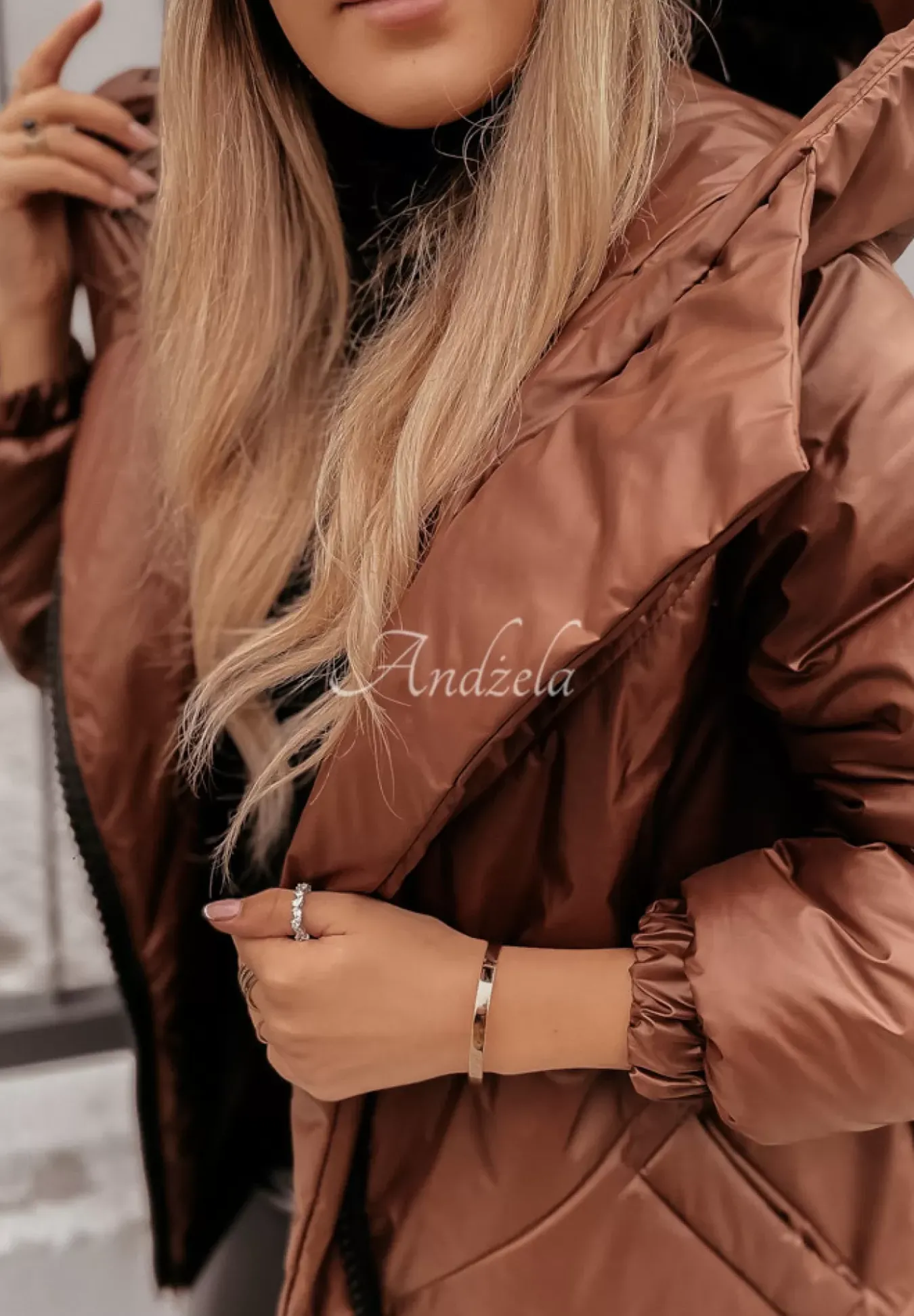 Pikowana Kurtka Oversize Rickerby Czekoladowa