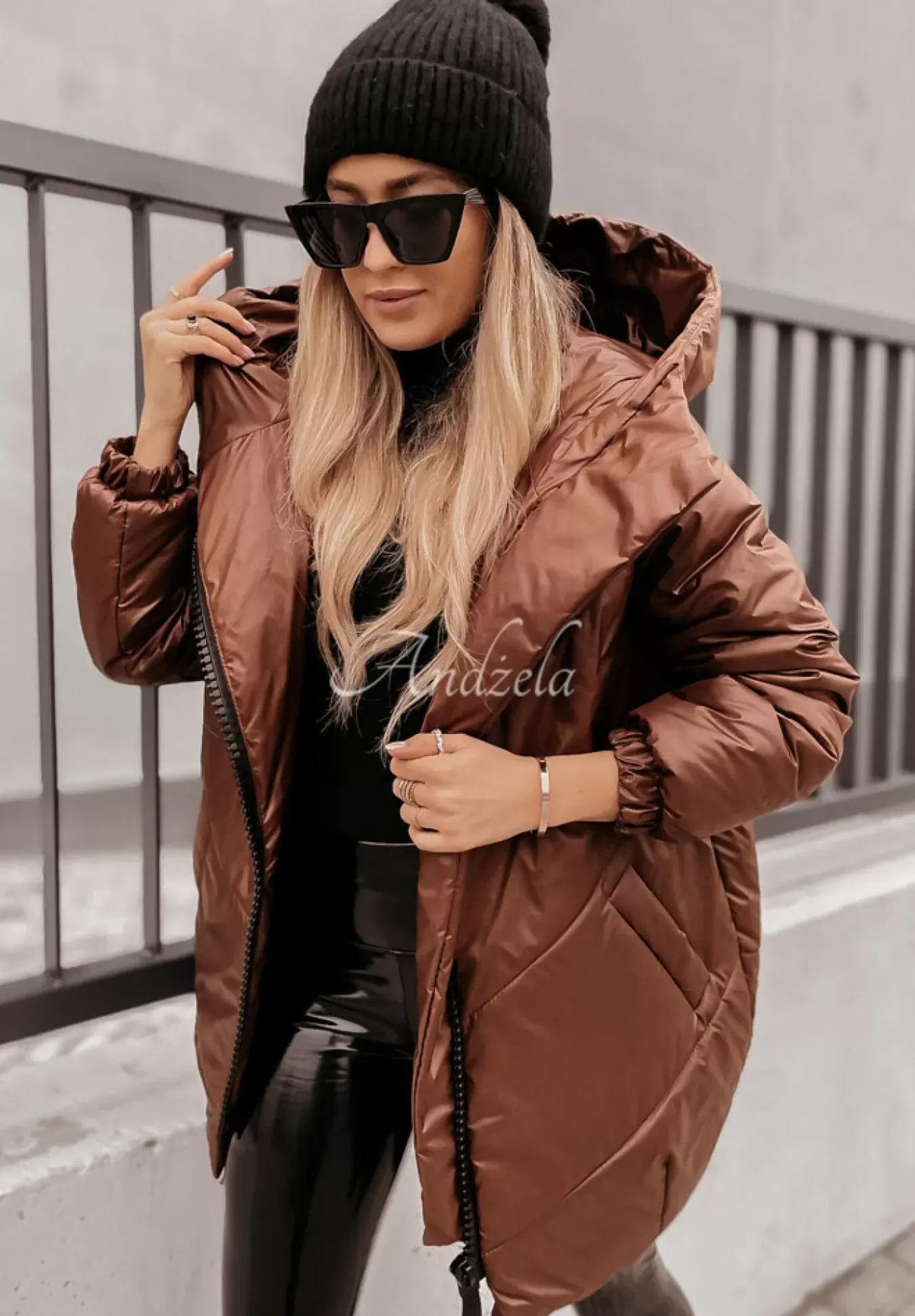 Pikowana Kurtka Oversize Rickerby Czekoladowa
