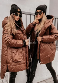 Pikowana Kurtka Oversize Rickerby Czekoladowa