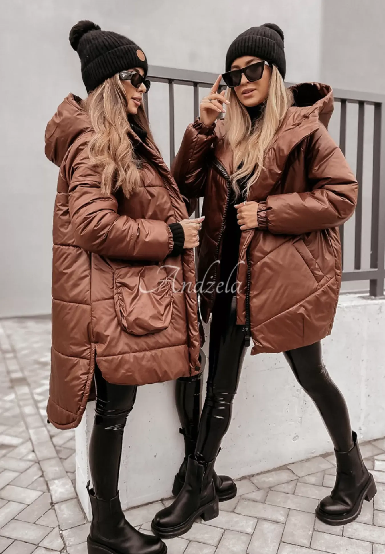 Pikowana Kurtka Oversize Rickerby Czekoladowa