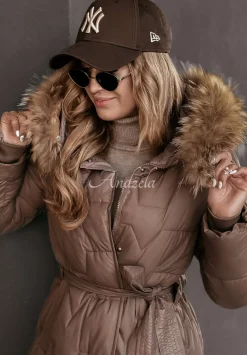 Pikowana Kurtka Z Futerkiem Frostbite Czekoladowa