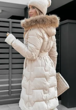 Pikowana Kurtka Z Futerkiem Frostbite Jasnobezowa