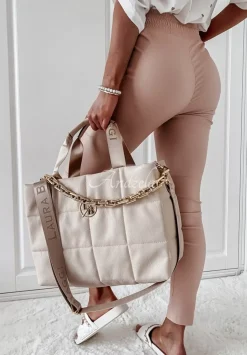 Pikowana Torebka Z Lancuchem Purella Nude