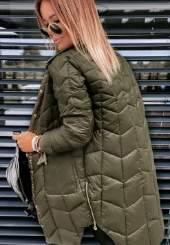 Pikowany Plaszcz Z Suwakami Trish Khaki