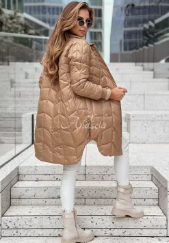 Pikowany Plaszcz Z Suwakami Trish Jasnocamelowy