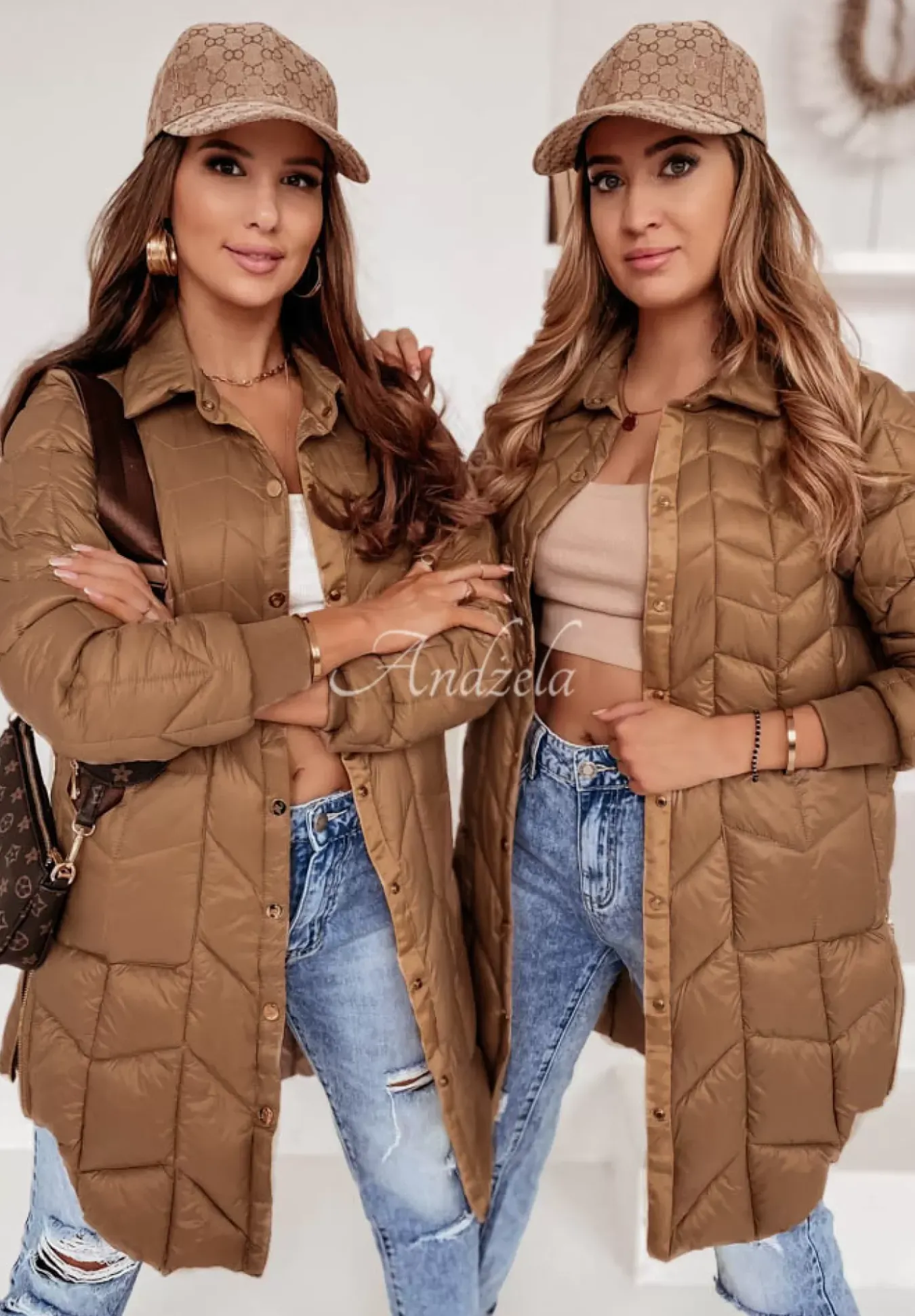 Pikowany Plaszcz Z Suwakami Trish Camelowy