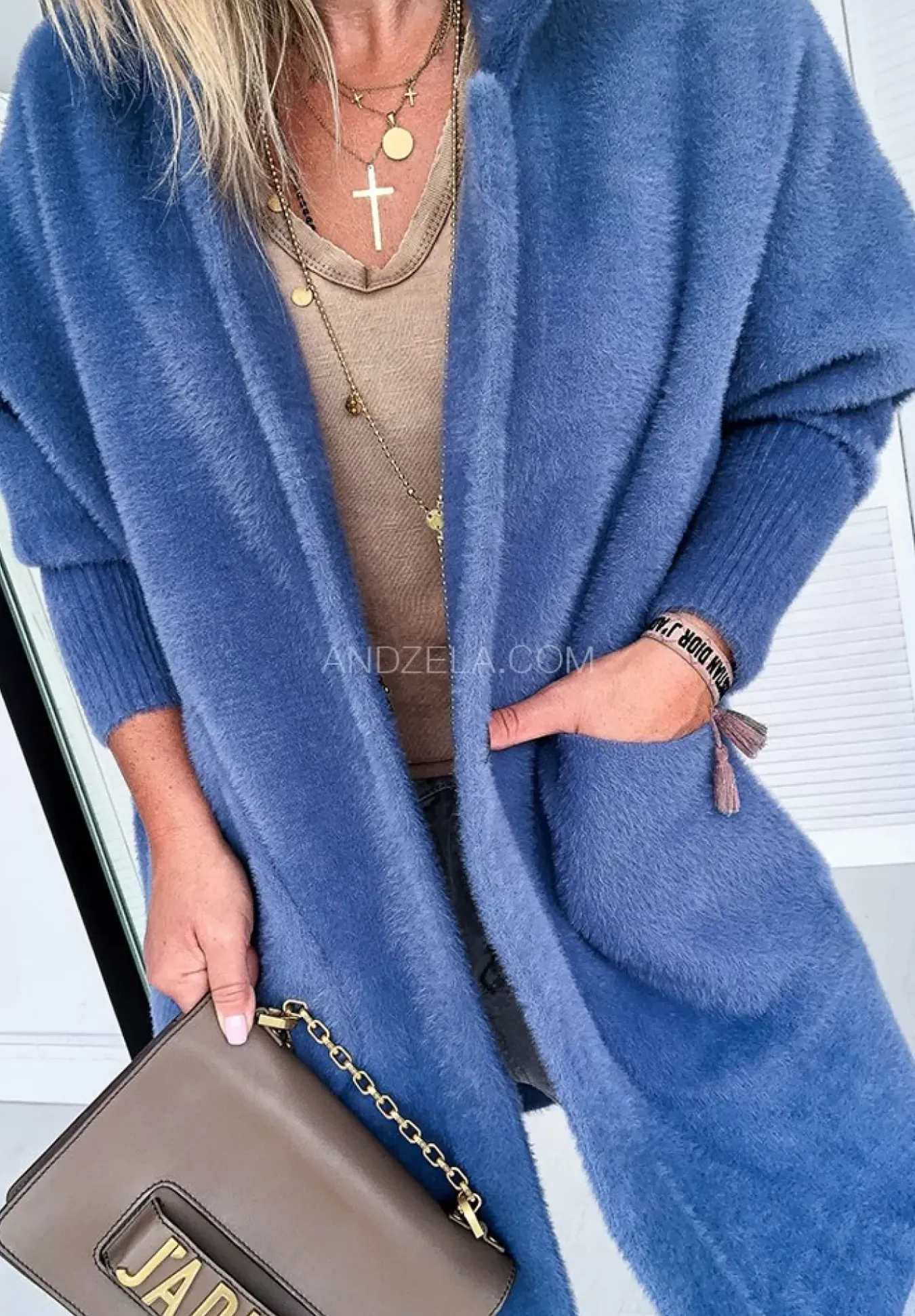 Plaszcz Alpaka Oversize Royal Jeansowy