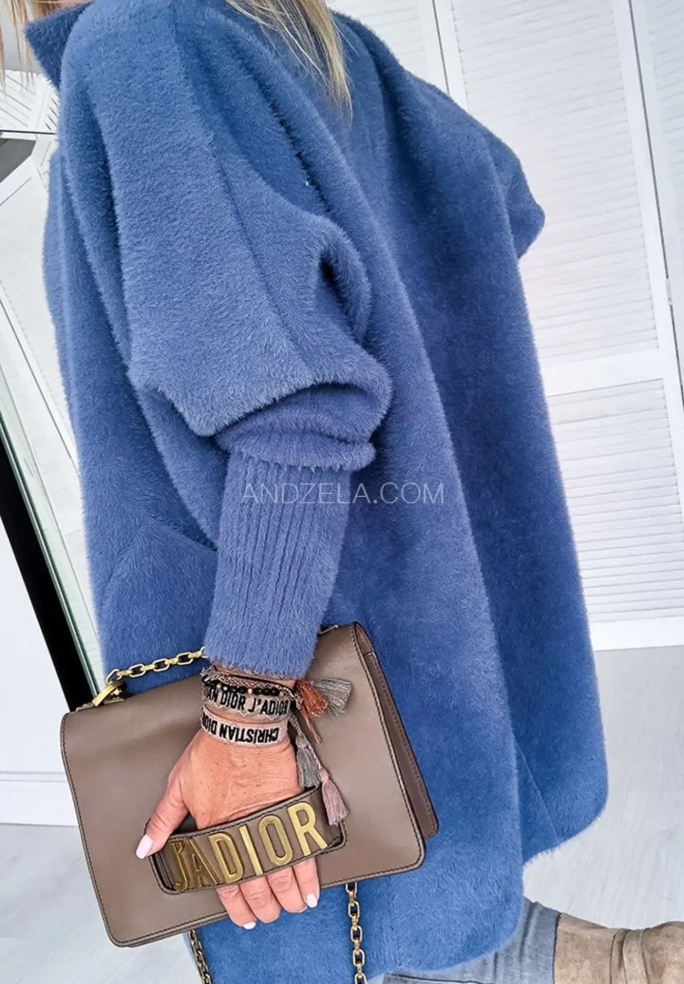 Plaszcz Alpaka Oversize Royal Jeansowy