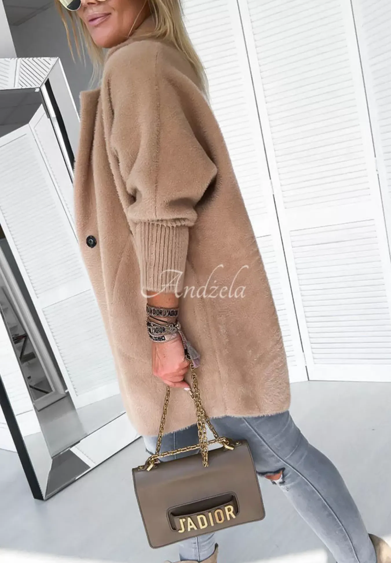 Plaszcz Alpaka Oversize Royal Camelowy