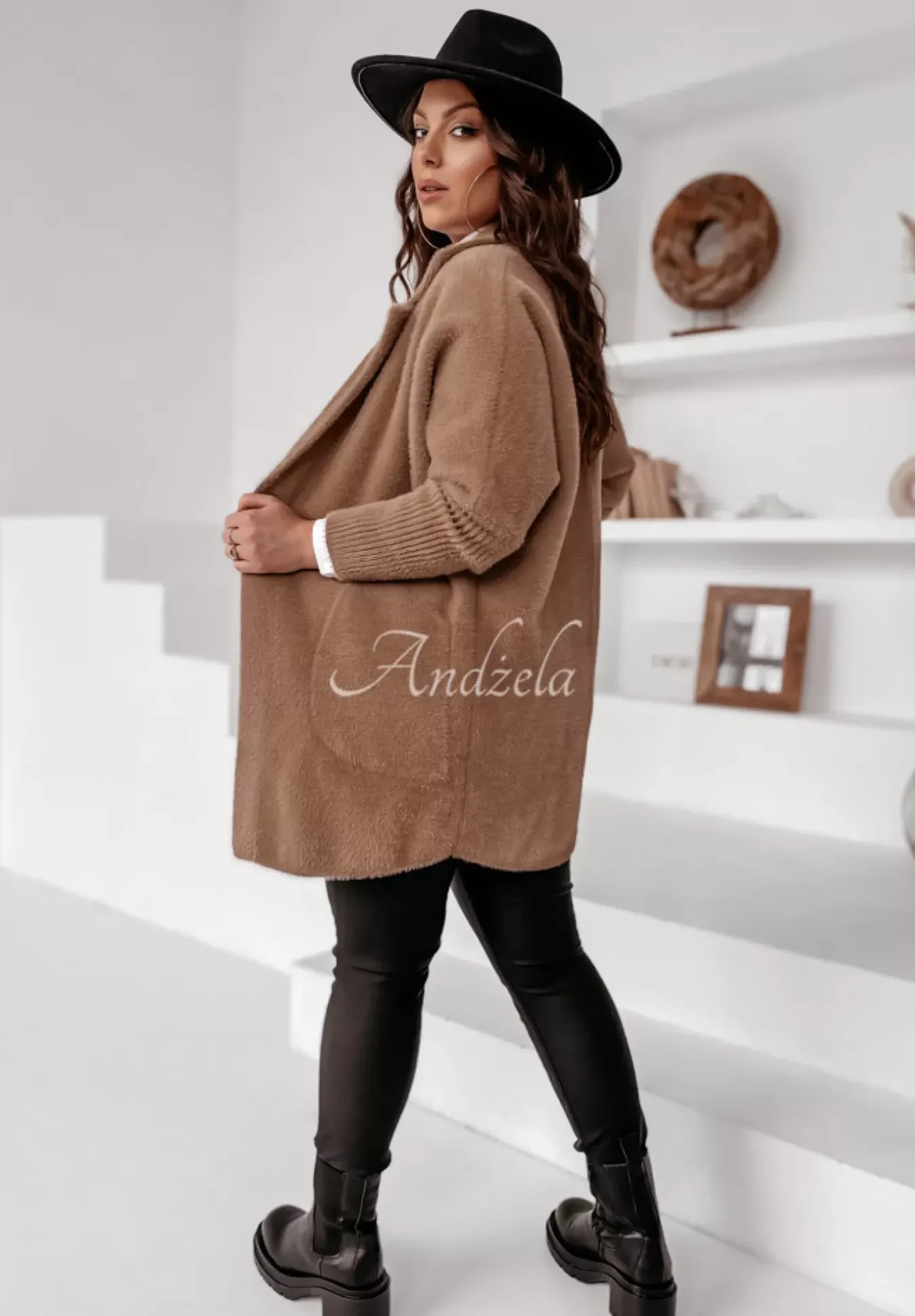 Plaszcz Alpaka Oversize Royal Camelowy