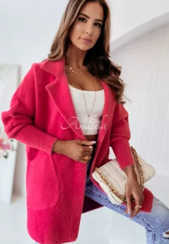 Plaszcz Alpaka Oversize Royal Malinowy