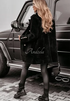Plaszcz Alpaka Oversize Z Guzikami No Promises Czarny