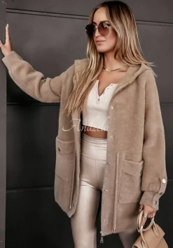 Plaszcz Alpaka Z Kapturem Heavenly Camelowy